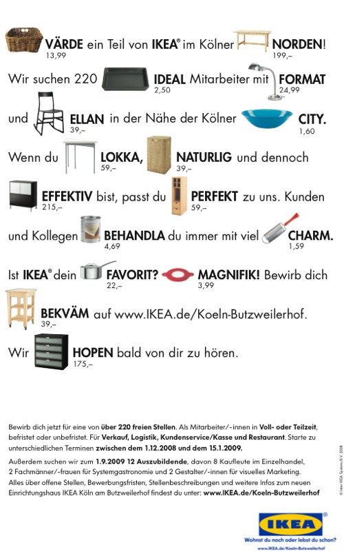 Ikea Stellenanzeige